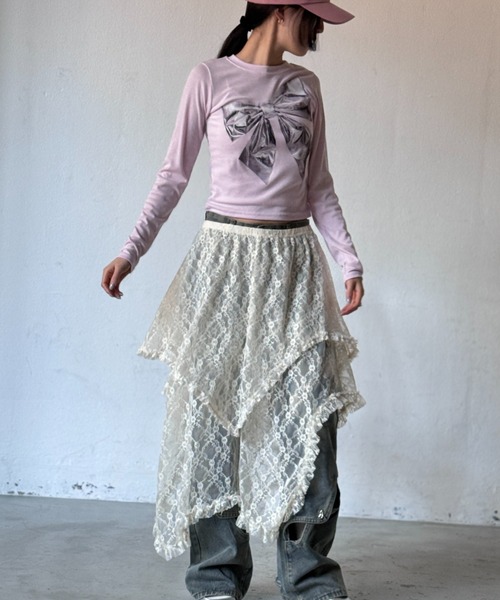 Y2K SYNAPSE FACTORY（ワイツーケー シナプスファクトリー）の「レースイレギュラーカットスカート（スカート・レディース・アイボリー・FREE）」の11枚目の写真