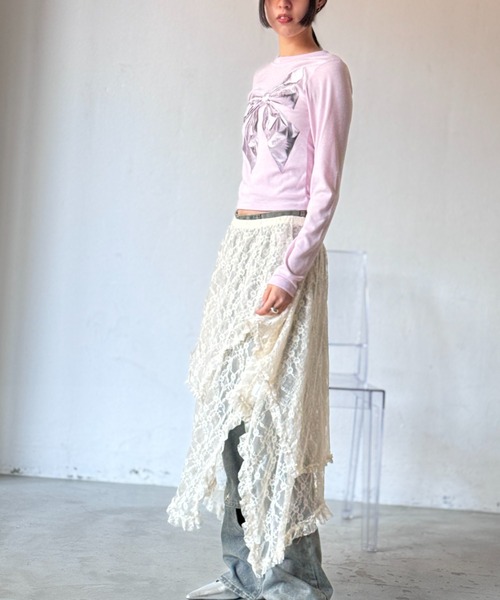 Y2K SYNAPSE FACTORY（ワイツーケー シナプスファクトリー）の「レースイレギュラーカットスカート（スカート・レディース・アイボリー・FREE）」の13枚目の写真