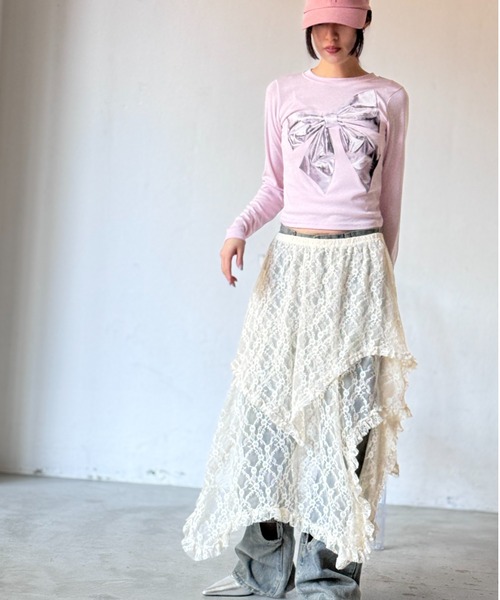 Y2K SYNAPSE FACTORY（ワイツーケー シナプスファクトリー）の「レースイレギュラーカットスカート（スカート・レディース・アイボリー・FREE）」の14枚目の写真