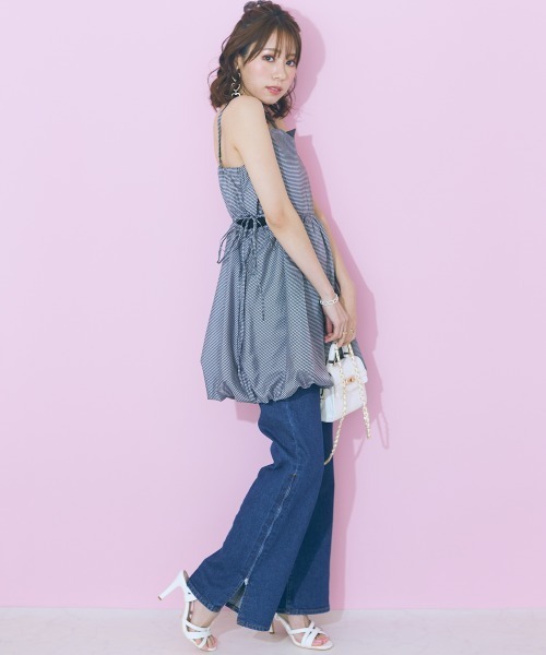 marun(マルン)の「<大きいサイズ> サイドオープンミニキャミソールワンピース marun(ワンピース・レディース・ホワイト×ブラック/ブラック・L/LL/3L/4L/5L)」の8枚目の写真