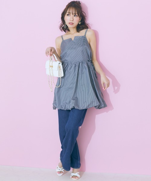 marun(マルン)の「<大きいサイズ> サイドオープンミニキャミソールワンピース marun(ワンピース・レディース・ホワイト×ブラック/ブラック・L/LL/3L/4L/5L)」の21枚目の写真