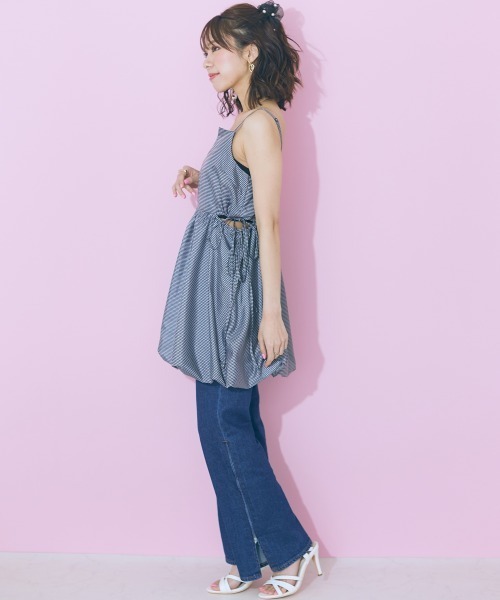 marun(マルン)の「<大きいサイズ> サイドオープンミニキャミソールワンピース marun(ワンピース・レディース・ホワイト×ブラック/ブラック・L/LL/3L/4L/5L)」の22枚目の写真