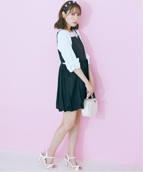 marun(マルン)の「<大きいサイズ> サイドオープンミニキャミソールワンピース marun(ワンピース・レディース・ホワイト×ブラック/ブラック・L/LL/3L/4L/5L)」の10枚目の写真