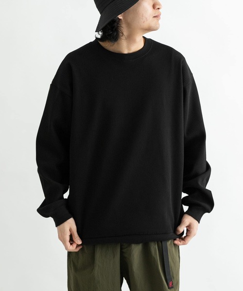 EKAL（エカル）の「『吸水速乾/UVカット』AIRFLEXワッフルロングスリーブTシャツ（Tシャツ/カットソー・メンズ・ブラック/ホワイト・LARGE/MEDIUM）」の3枚目の写真