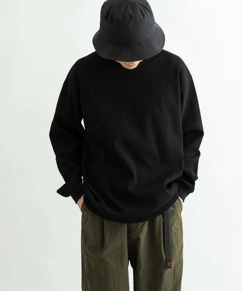 EKAL（エカル）の「『吸水速乾/UVカット』AIRFLEXワッフルロングスリーブTシャツ（Tシャツ/カットソー・メンズ・ブラック/ホワイト・LARGE/MEDIUM）」の4枚目の写真