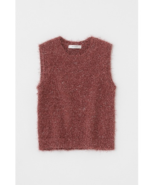 MOUSSY（マウジー）の「SHAGGY GLITTER KNIT トップス（タンクトップ・レディース・ブラウン/ライトグレー/ネイビー/キナリ・FREE）」の4枚目の写真