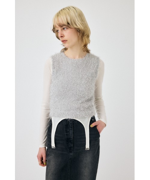 MOUSSY（マウジー）の「SHAGGY GLITTER KNIT トップス（タンクトップ・レディース・ブラウン/ライトグレー/ネイビー/キナリ・FREE）」の16枚目の写真