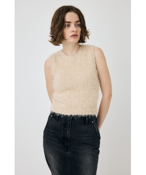 MOUSSY（マウジー）の「SHAGGY GLITTER KNIT トップス（タンクトップ・レディース・ブラウン/ライトグレー/ネイビー/キナリ・FREE）」の6枚目の写真