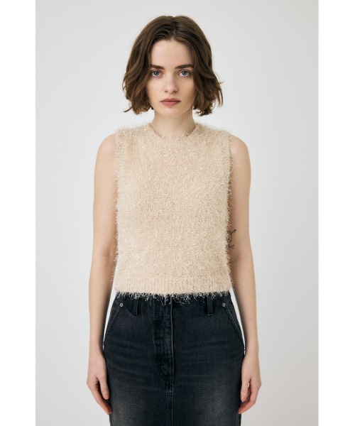 MOUSSY（マウジー）の「SHAGGY GLITTER KNIT トップス（タンクトップ・レディース・ブラウン/ライトグレー/ネイビー/キナリ・FREE）」の10枚目の写真