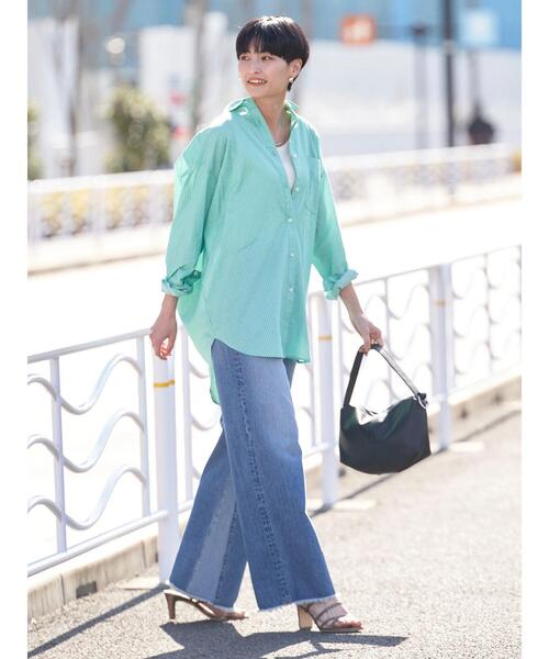 AMERICAN HOLIC(アメリカンホリック)の「UVカット加工バックタックシャツチュニック(シャツ/ブラウス・レディース・サックスブルー系3/グリーン系その他3/ピンク/オフホワイト/サックスブルー・M/L)」の8枚目の写真