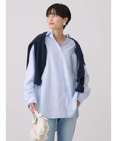 AMERICAN HOLIC(アメリカンホリック)の「UVカット加工バックタックシャツチュニック(シャツ/ブラウス・レディース・サックスブルー系3/グリーン系その他3/ピンク/オフホワイト/サックスブルー・M/L)」の10枚目の写真