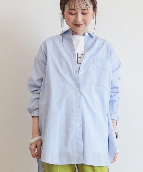 AMERICAN HOLIC(アメリカンホリック)の「UVカット加工バックタックシャツチュニック(シャツ/ブラウス・レディース・サックスブルー系3/グリーン系その他3/ピンク/オフホワイト/サックスブルー・M/L)」の3枚目の写真