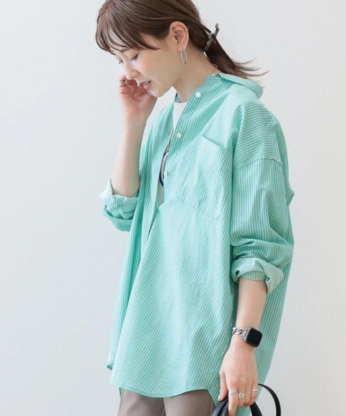 AMERICAN HOLIC(アメリカンホリック)の「UVカット加工バックタックシャツチュニック(シャツ/ブラウス・レディース・サックスブルー系3/グリーン系その他3/ピンク/オフホワイト/サックスブルー・M/L)」の2枚目の写真