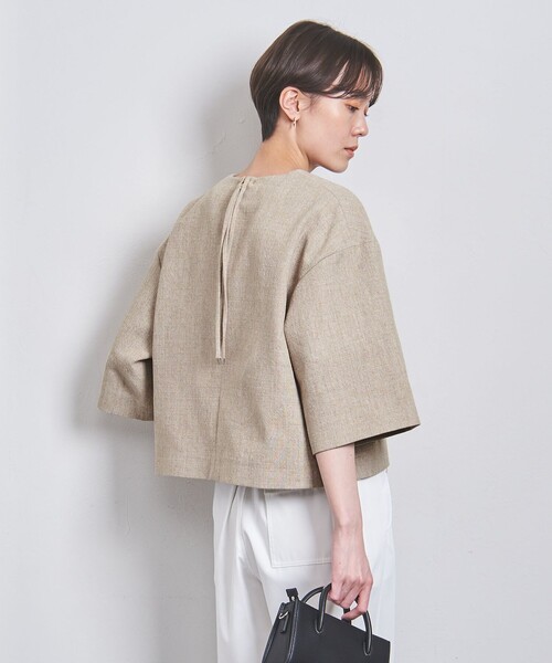 美品　ユナイテッドアローズ　リネン長袖シャツ　スキッパー襟　40　ピンク　麻 美品 ユナイテッドアローズ リネン長袖シャツ スキッパー襟 40