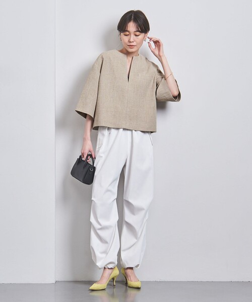 美品　ユナイテッドアローズ　リネン長袖シャツ　スキッパー襟　40　ピンク　麻 美品 ユナイテッドアローズ リネン長袖シャツ スキッパー襟 40
