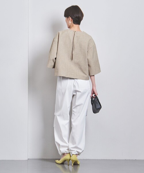 美品　ユナイテッドアローズ　リネン長袖シャツ　スキッパー襟　40　ピンク　麻 美品 ユナイテッドアローズ リネン長袖シャツ スキッパー襟 40