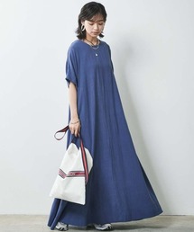 CHIC STYLE | 大きいサイズ フレンチスリーブAラインマキシワンピース シックスタイル(ワンピース)