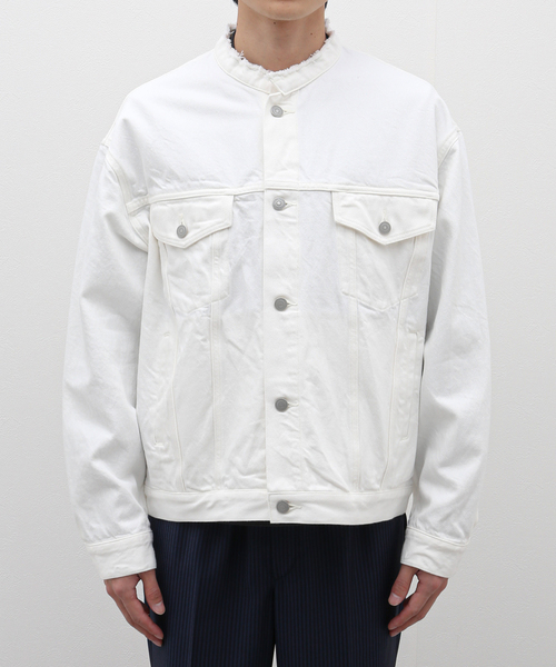 EDIFICE（エディフィス）の「【TATAMASS / タタマス】スタンドカラー トラッカージャケット（デニムジャケット・メンズ・ホワイト/ブラック・MEDIUM/LARGE）」の4枚目の写真