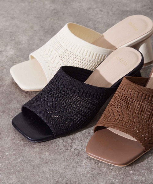 Chez toi（シェトワ）の「柄編みニットミュール（サンダル・レディース・ブラック/ブラウン/アイボリー・S/M/L）」の21枚目の写真