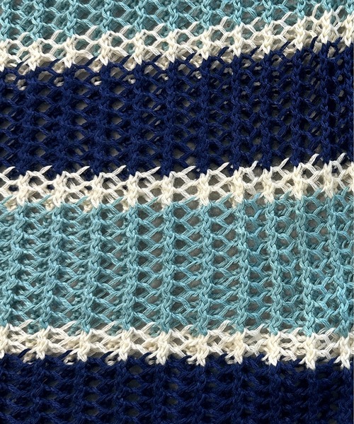 kutir（クティール）の「透かし編みマルチボーダーメッシュニット（ニット/セーター・レディース・ブルー/グリーン/ピンク・FREE）」の10枚目の写真