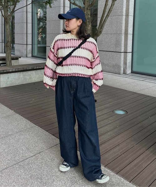 kutir（クティール）の「透かし編みマルチボーダーメッシュニット（ニット/セーター・レディース・ブルー/グリーン/ピンク・FREE）」の20枚目の写真