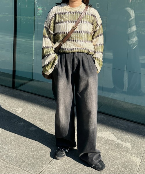 kutir（クティール）の「透かし編みマルチボーダーメッシュニット（ニット/セーター・レディース・ブルー/グリーン/ピンク・FREE）」の13枚目の写真