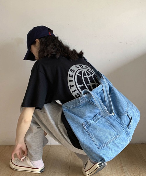 セール】2WAYデニムBIGトートバッグ（トートバッグ）｜GLAMOROUS