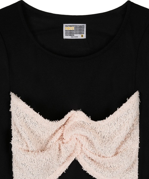 youthbath(ユースバース)の「A'GEM/9 × .kom 『youthbath/ユースバス』 RIBBON LONG SLEEVE/リボン長袖カットソー(Tシャツ/カットソー・レディース・ブラック/ピンク・M)」の15枚目の写真