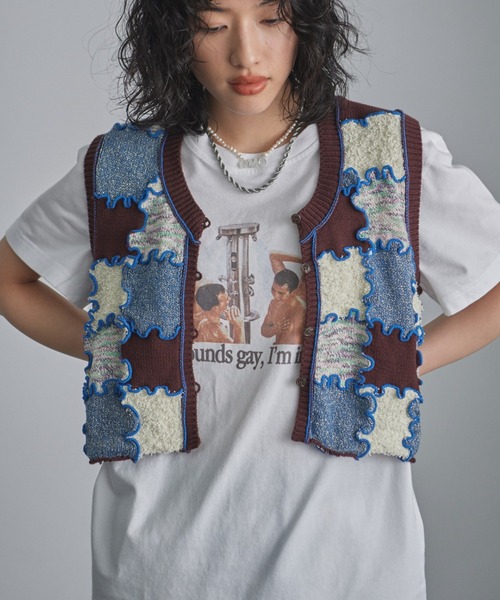 mag.by c（マグバイシー）の「(mag.by c)ブロッキングニットベスト（ベスト・レディース・オレンジ/ブルー・FREE）」の6枚目の写真