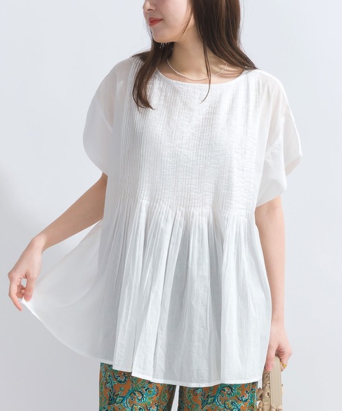 PICCIN(ピッチン)の「【WEB限定】ピンタックコットンボイルチュニック(シャツ/ブラウス・レディース・オレンジ/ブラック/オフホワイト/ブルー系その他/ブラック系その他・M)」の2枚目の写真