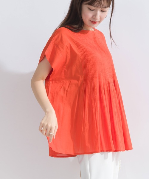 PICCIN(ピッチン)の「【WEB限定】ピンタックコットンボイルチュニック(シャツ/ブラウス・レディース・オレンジ/ブラック/オフホワイト/ブルー系その他/ブラック系その他・M)」の5枚目の写真