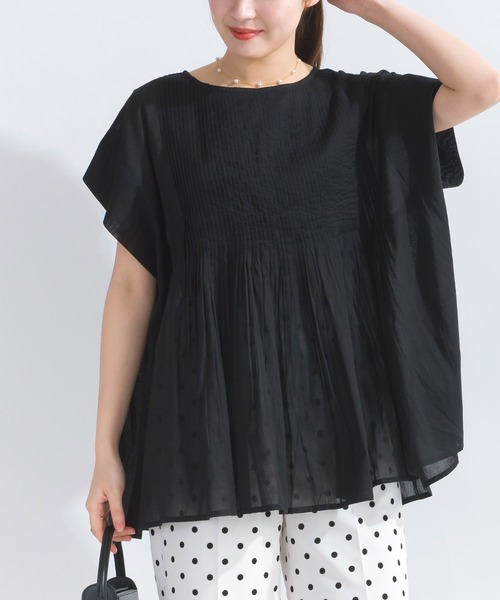 PICCIN(ピッチン)の「【WEB限定】ピンタックコットンボイルチュニック(シャツ/ブラウス・レディース・オレンジ/ブラック/オフホワイト/ブルー系その他/ブラック系その他・M)」の3枚目の写真