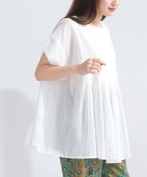 PICCIN(ピッチン)の「【WEB限定】ピンタックコットンボイルチュニック(シャツ/ブラウス・レディース・オレンジ/ブラック/オフホワイト/ブルー系その他/ブラック系その他・M)」の8枚目の写真