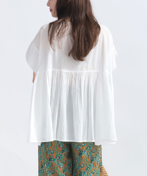 PICCIN(ピッチン)の「【WEB限定】ピンタックコットンボイルチュニック(シャツ/ブラウス・レディース・オレンジ/ブラック/オフホワイト/ブルー系その他/ブラック系その他・M)」の9枚目の写真