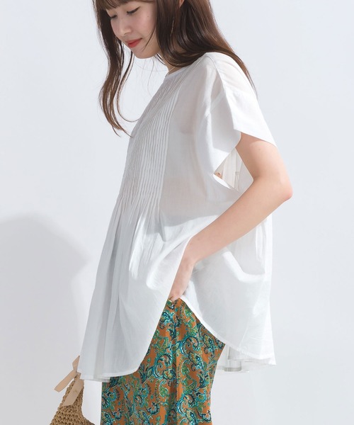 PICCIN(ピッチン)の「【WEB限定】ピンタックコットンボイルチュニック(シャツ/ブラウス・レディース・オレンジ/ブラック/オフホワイト/ブルー系その他/ブラック系その他・M)」の10枚目の写真