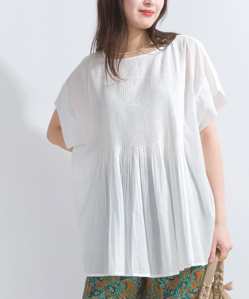 PICCIN(ピッチン)の「【WEB限定】ピンタックコットンボイルチュニック(シャツ/ブラウス・レディース・オレンジ/ブラック/オフホワイト/ブルー系その他/ブラック系その他・M)」の7枚目の写真