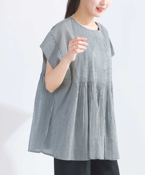 PICCIN(ピッチン)の「【WEB限定】ピンタックコットンボイルチュニック(シャツ/ブラウス・レディース・オレンジ/ブラック/オフホワイト/ブルー系その他/ブラック系その他・M)」の22枚目の写真