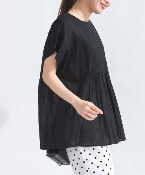 PICCIN(ピッチン)の「【WEB限定】ピンタックコットンボイルチュニック(シャツ/ブラウス・レディース・オレンジ/ブラック/オフホワイト/ブルー系その他/ブラック系その他・M)」の15枚目の写真