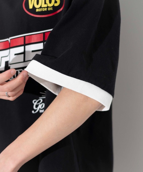WEGO(ウィゴー)の「WEGO/レーシングロゴTシャツ(Tシャツ/カットソー・メンズ・ホワイト/ブラック・MEDIUM/LARGE)」の6枚目の写真