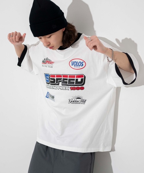 WEGO(ウィゴー)の「WEGO/レーシングロゴTシャツ(Tシャツ/カットソー・メンズ・ホワイト/ブラック・MEDIUM/LARGE)」の8枚目の写真