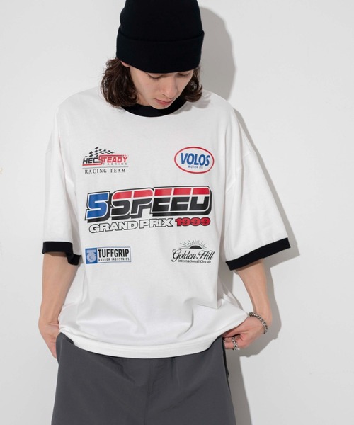 WEGO(ウィゴー)の「WEGO/レーシングロゴTシャツ(Tシャツ/カットソー・メンズ・ホワイト/ブラック・MEDIUM/LARGE)」の9枚目の写真