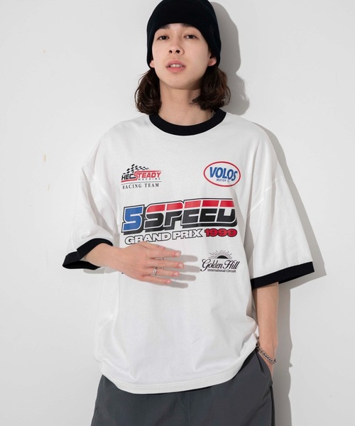 WEGO(ウィゴー)の「WEGO/レーシングロゴTシャツ(Tシャツ/カットソー・メンズ・ホワイト/ブラック・MEDIUM/LARGE)」の10枚目の写真