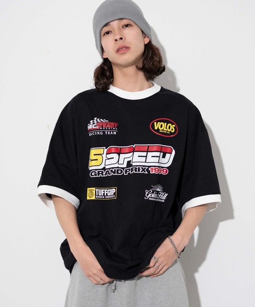 WEGO(ウィゴー)の「WEGO/レーシングロゴTシャツ(Tシャツ/カットソー・メンズ・ホワイト/ブラック・MEDIUM/LARGE)」の12枚目の写真
