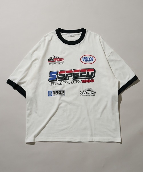 WEGO(ウィゴー)の「WEGO/レーシングロゴTシャツ(Tシャツ/カットソー・メンズ・ホワイト/ブラック・MEDIUM/LARGE)」の16枚目の写真