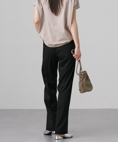 slattgir(スラットジール)の「高身長 ひんやりストレッチきれいめワイドパンツ(接触冷感) 丈長め・トールサイズ(スラックス・レディース・ブラック/ホワイト系/杢グレー/モカ・M/L/LL/3L/4L/5L)」の7枚目の写真