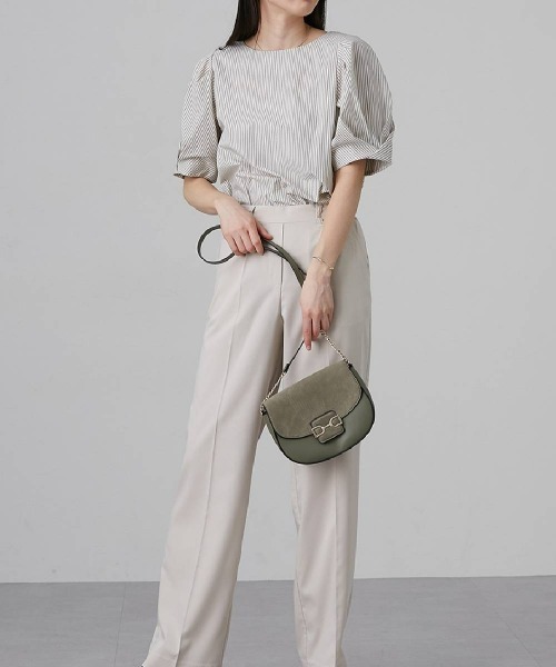 slattgir(スラットジール)の「高身長 ひんやりストレッチきれいめワイドパンツ(接触冷感) 丈長め・トールサイズ(スラックス・レディース・ブラック/ホワイト系/杢グレー/モカ・M/L/LL/3L/4L/5L)」の10枚目の写真