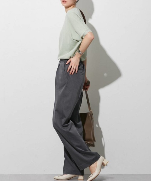 slattgir(スラットジール)の「高身長 ひんやりストレッチきれいめワイドパンツ(接触冷感) 丈長め・トールサイズ(スラックス・レディース・ブラック/ホワイト系/杢グレー/モカ・M/L/LL/3L/4L/5L)」の22枚目の写真