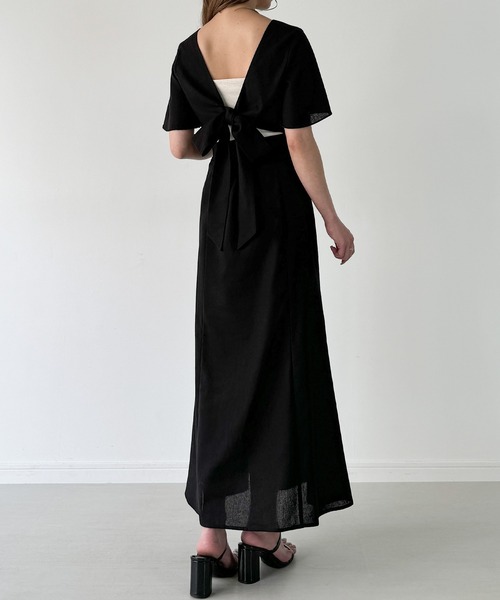 セール】リネンライクバックリボンセミマーメイドワンピース