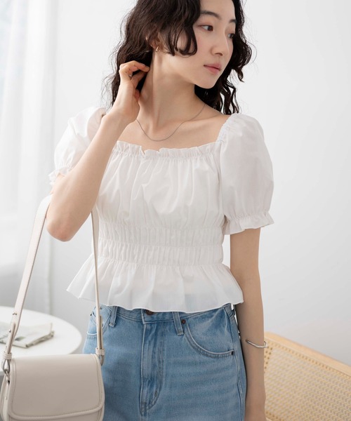 WEGO(ウィゴー)の「WEGO/オフショルシャーリングブラウス(シャツ/ブラウス・レディース・ブラック/ホワイト・FREE)」の10枚目の写真