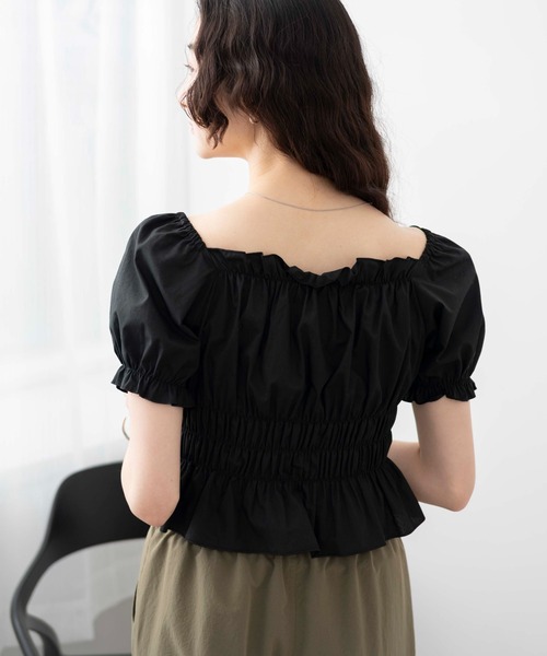 WEGO(ウィゴー)の「WEGO/オフショルシャーリングブラウス(シャツ/ブラウス・レディース・ブラック/ホワイト・FREE)」の14枚目の写真